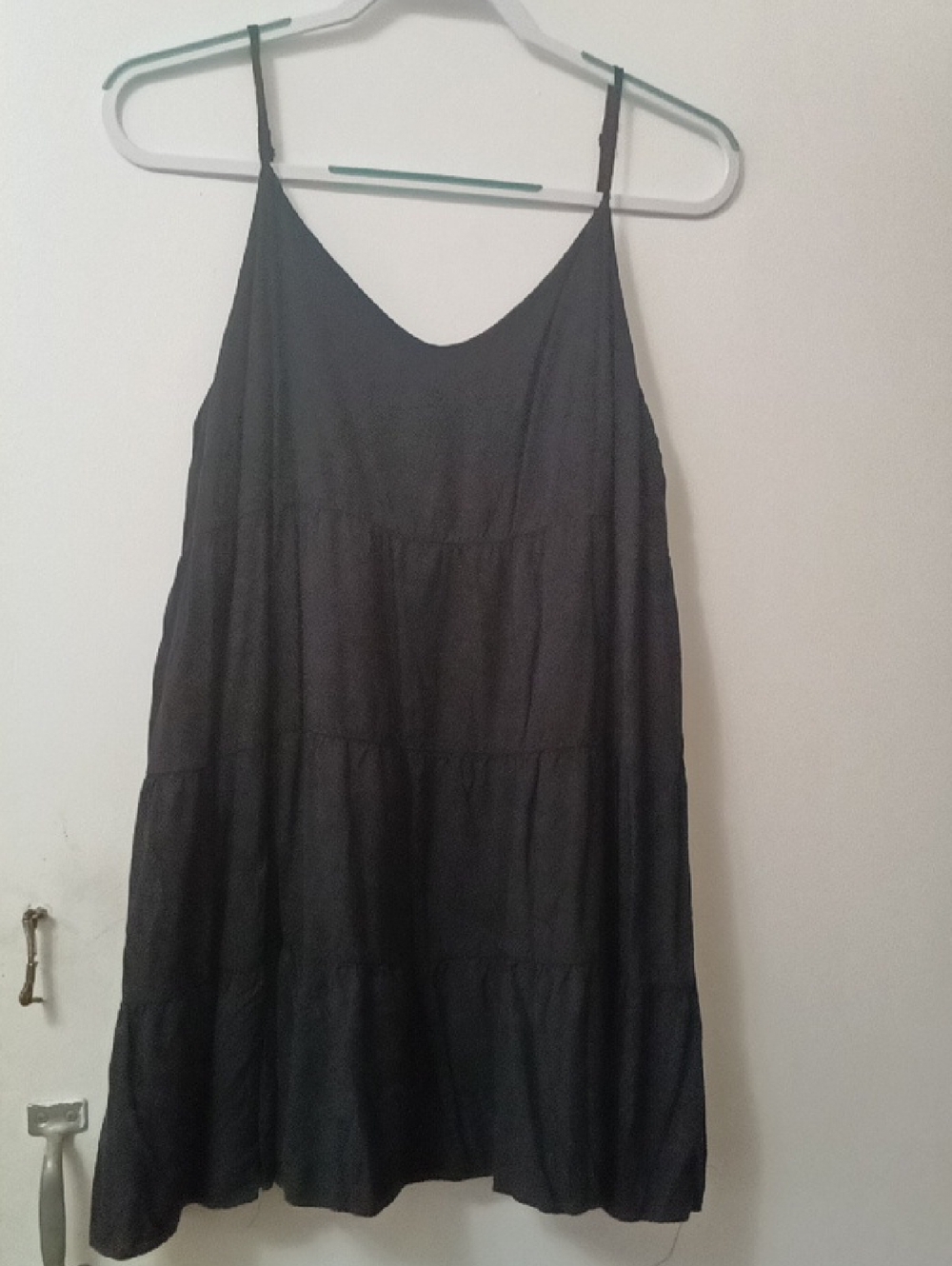 Women's Black Spaghetti Strap Tiered Slip Dress - Classic Women's Summer Dress